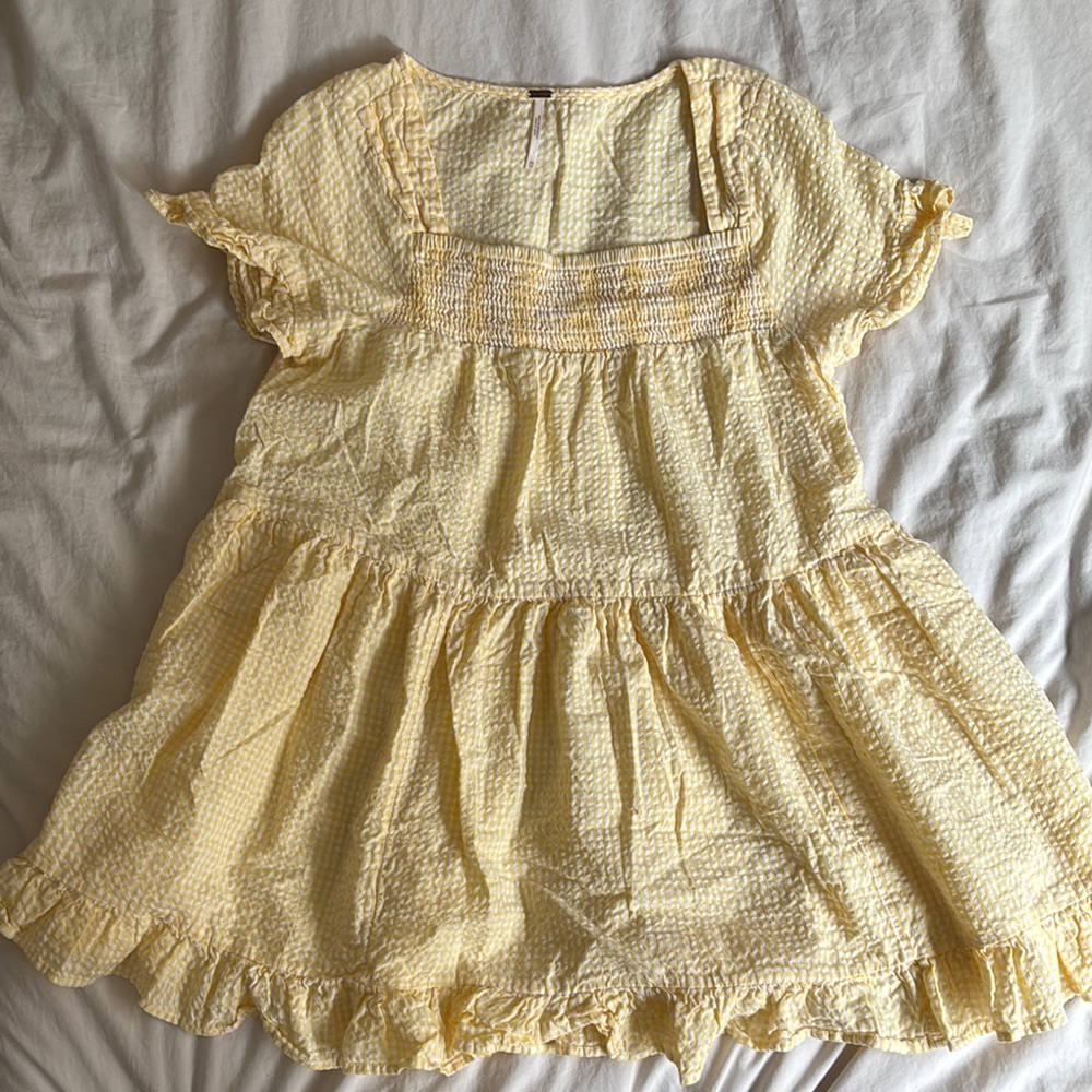 Free People Yellow Gingham Sadie Tunic XS